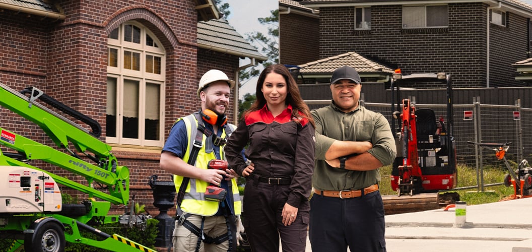 Kennards hire team members surrounded by equipment