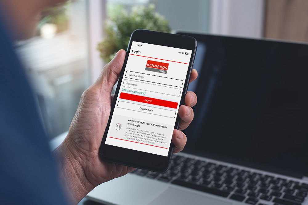 account portal login being accessed by a Kennards Hire customer 