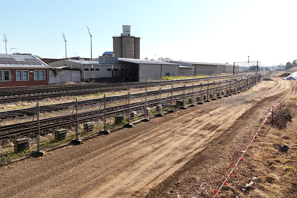 Kennards Hire fencing set up at worksite
